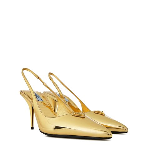 prada sling pumps|prada metallic leather slingback pumps.